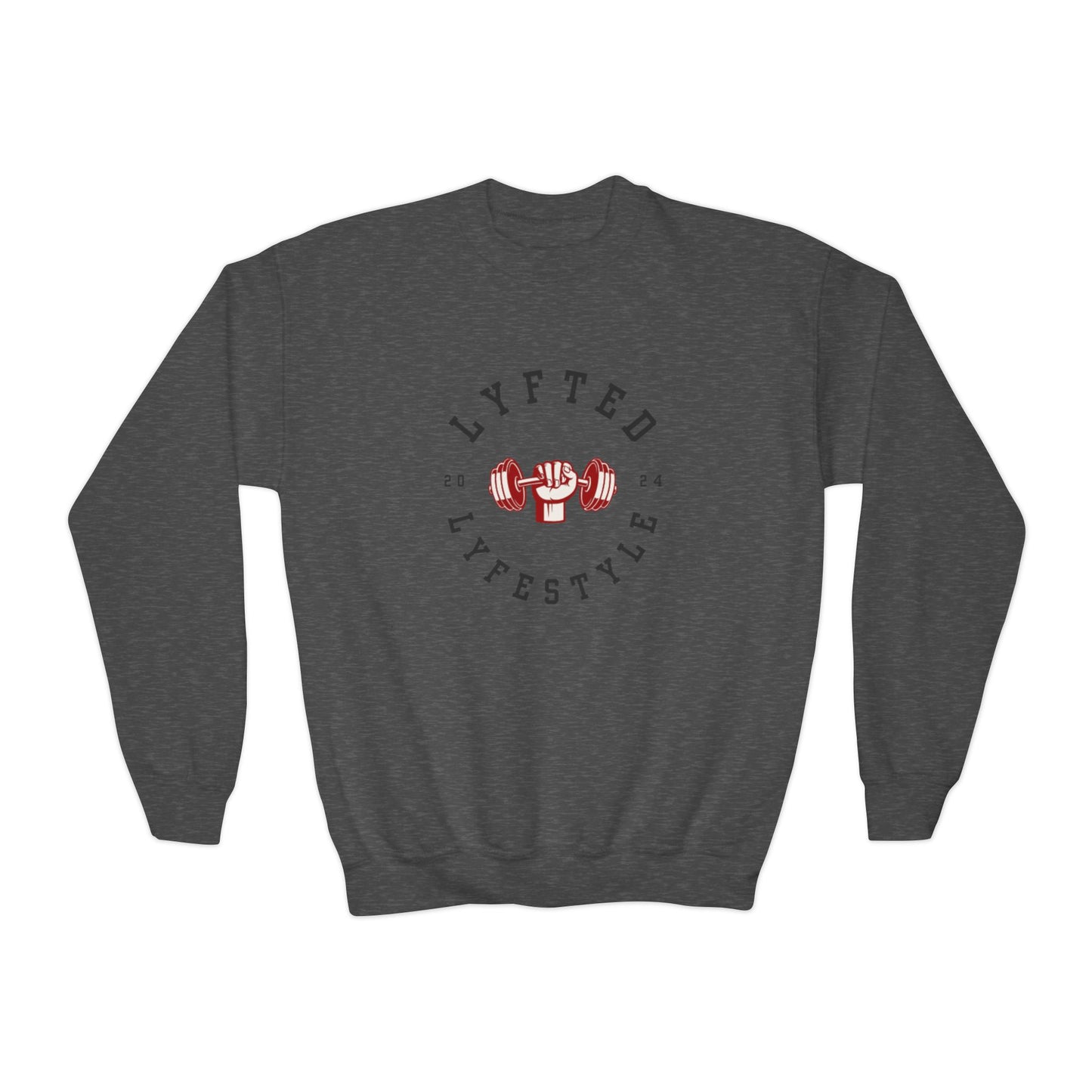 LYFTED LYFESTYLE LOGO RED and BLACK Youth Crewneck Sweatshirt