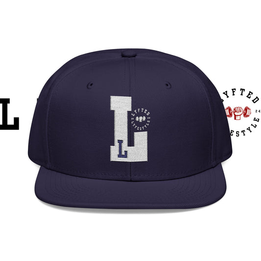 Snapback Hat - Navy Letterman Style LYFTED LYFESTYLE Embroidered Cap