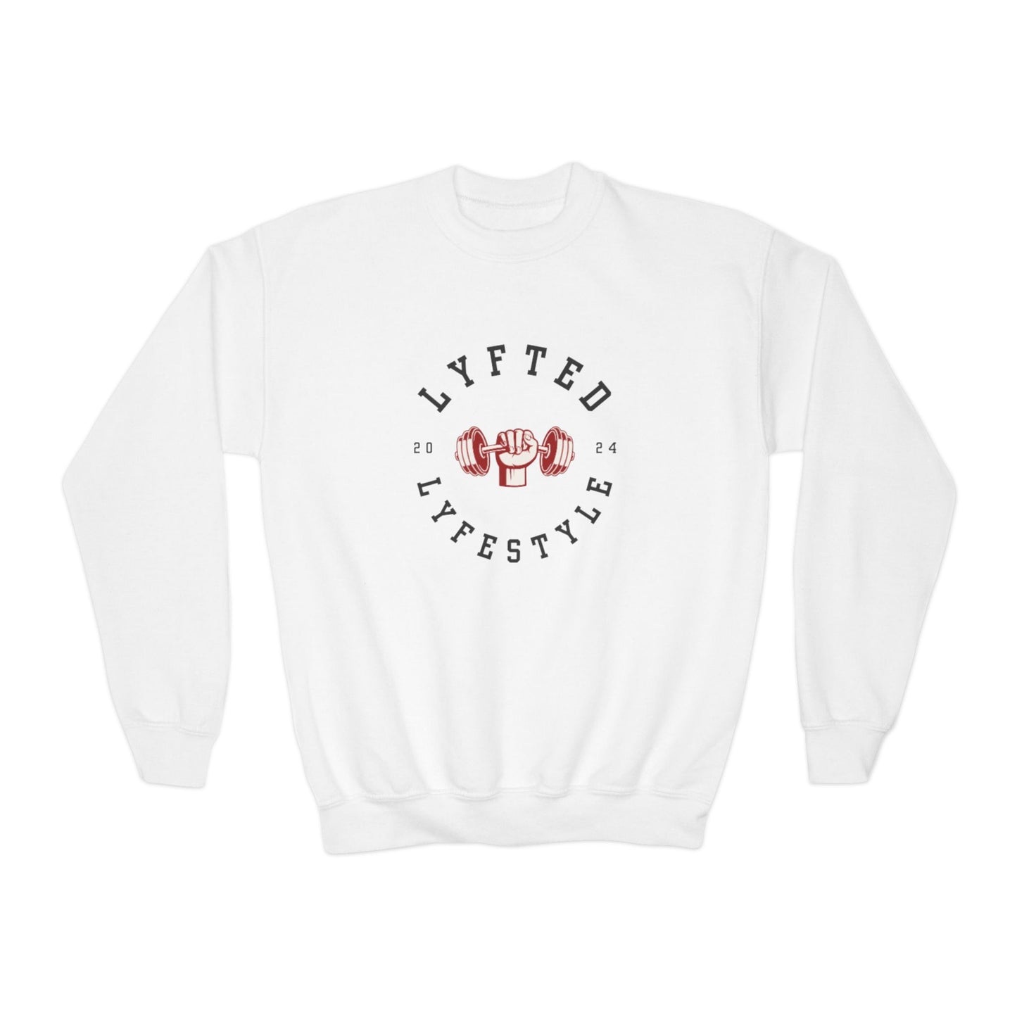 LYFTED LYFESTYLE LOGO RED and BLACK Youth Crewneck Sweatshirt