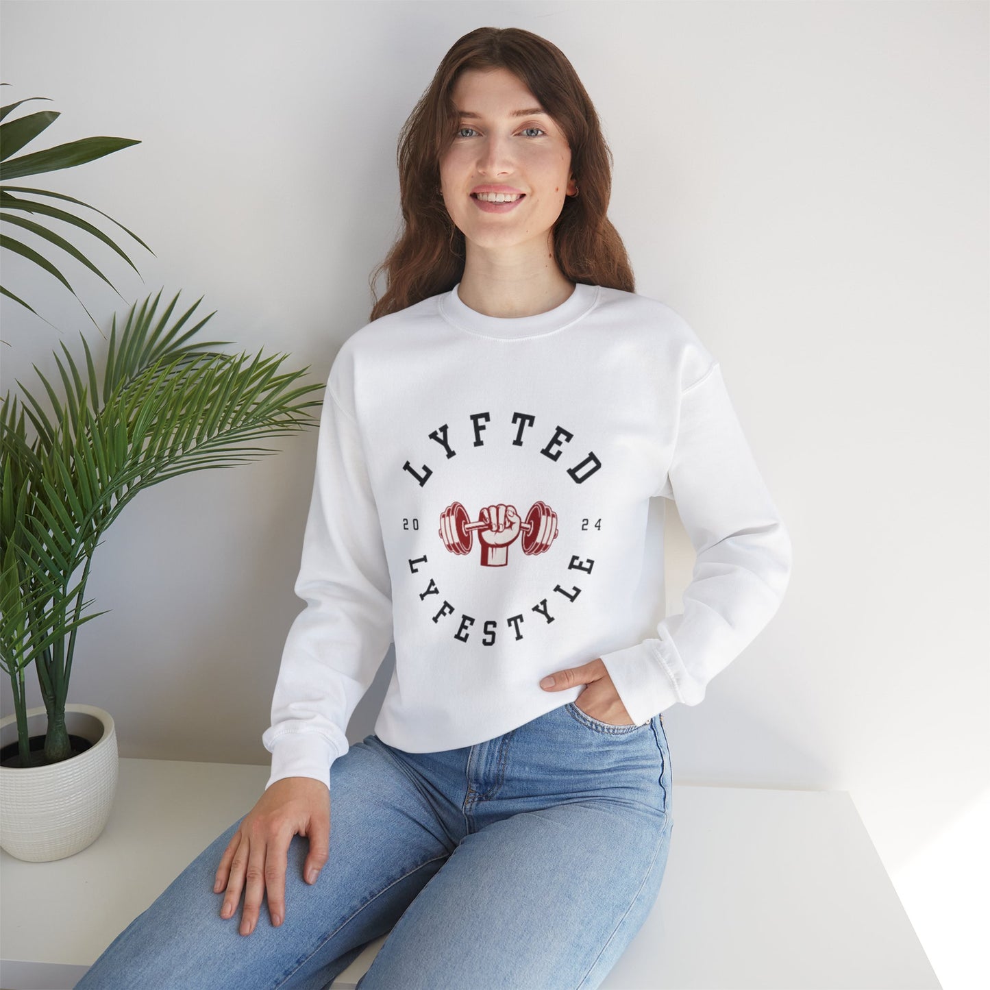 LYFTED LYFESTYLE LOGO WHITE Unisex Heavy Blend™ Crewneck Sweatshirt