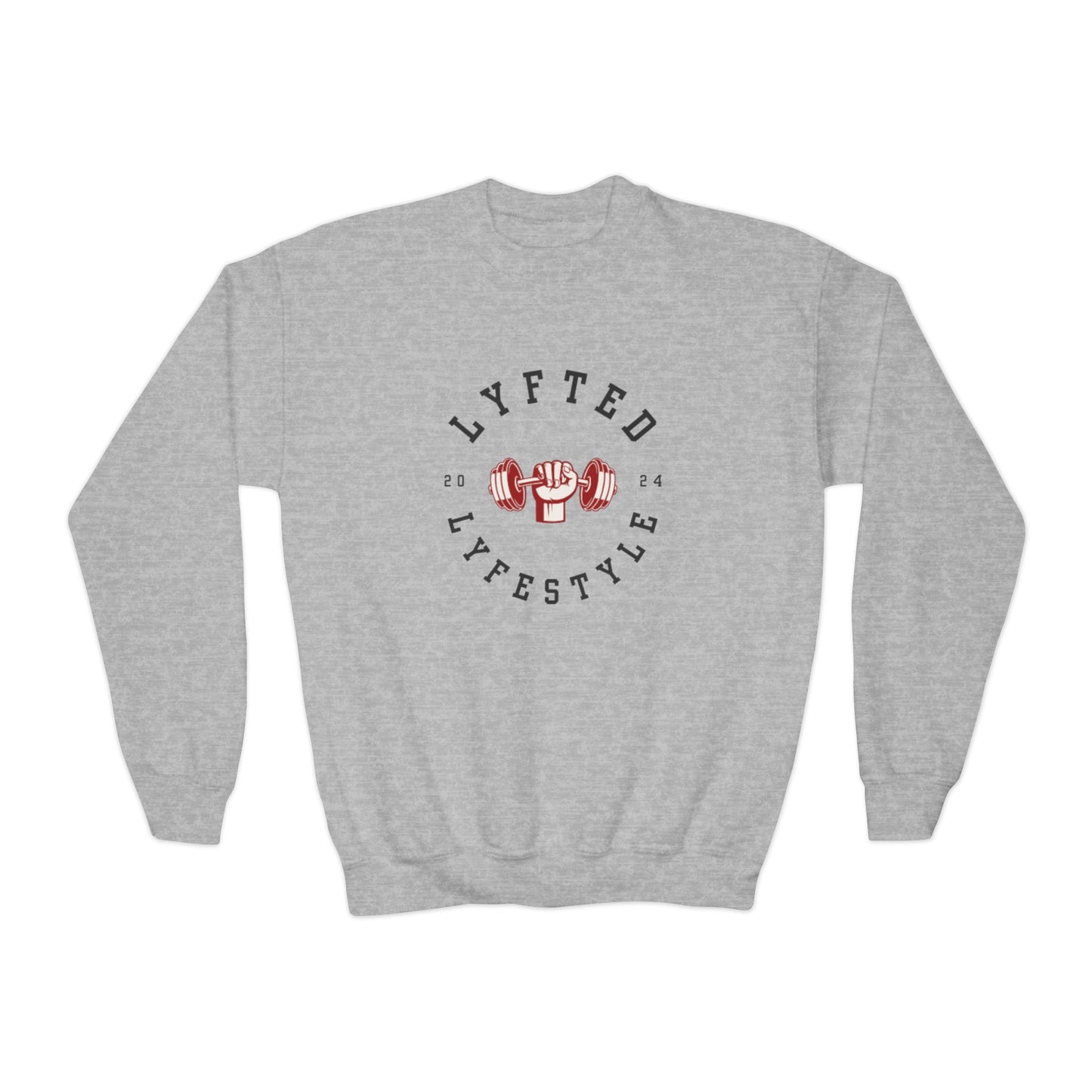 LYFTED LYFESTYLE LOGO RED and BLACK Youth Crewneck Sweatshirt