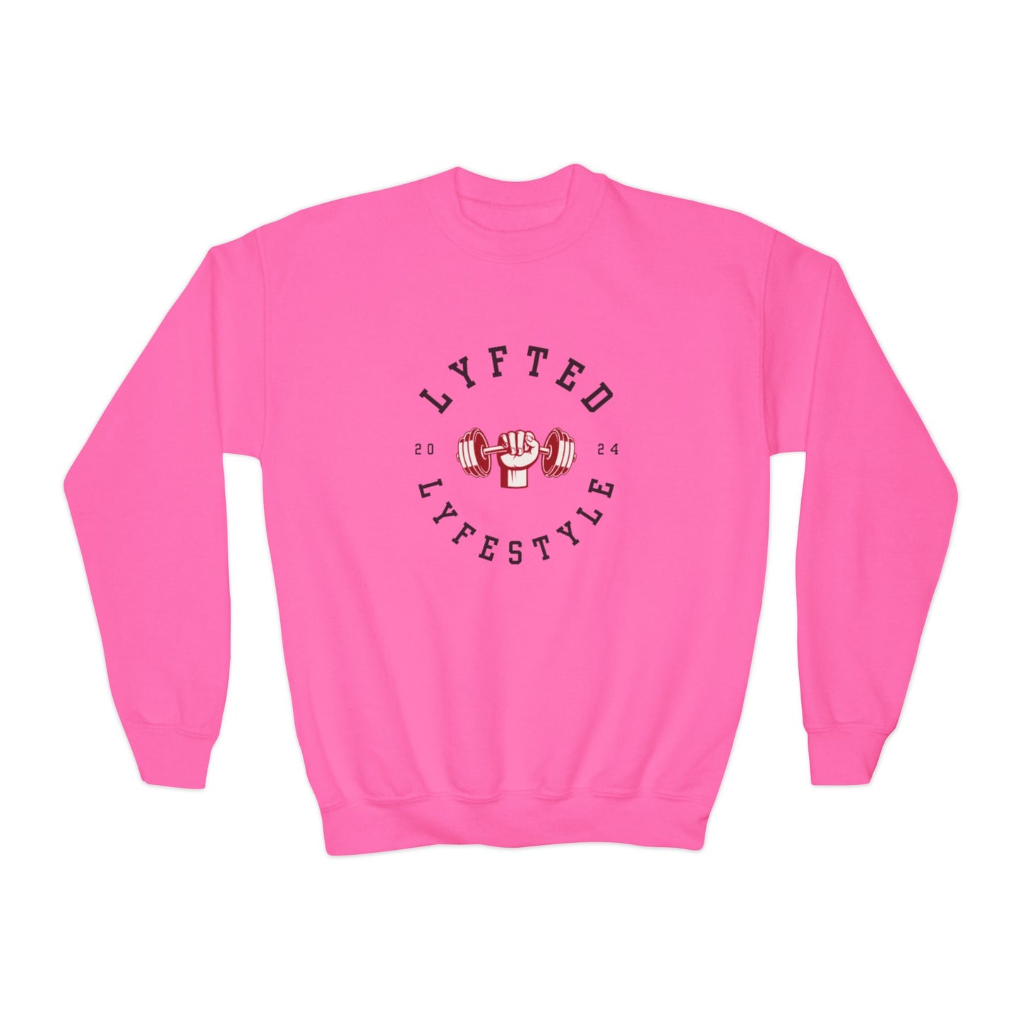 LYFTED LYFESTYLE LOGO RED and BLACK Youth Crewneck Sweatshirt