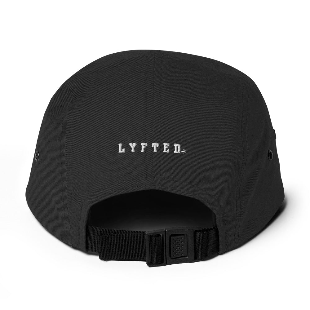 LYFTED LYFESTYLE LOGO RED AND WHITE front and back Five Panel Cap