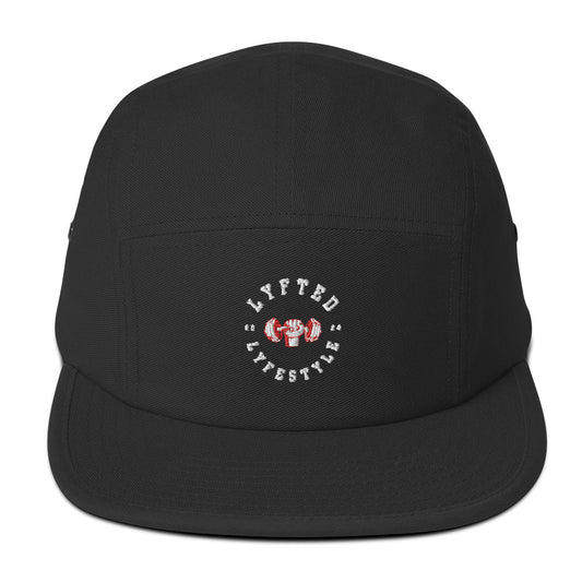 LYFTED LYFESTYLE LOGO RED AND WHITE front and back Five Panel Cap