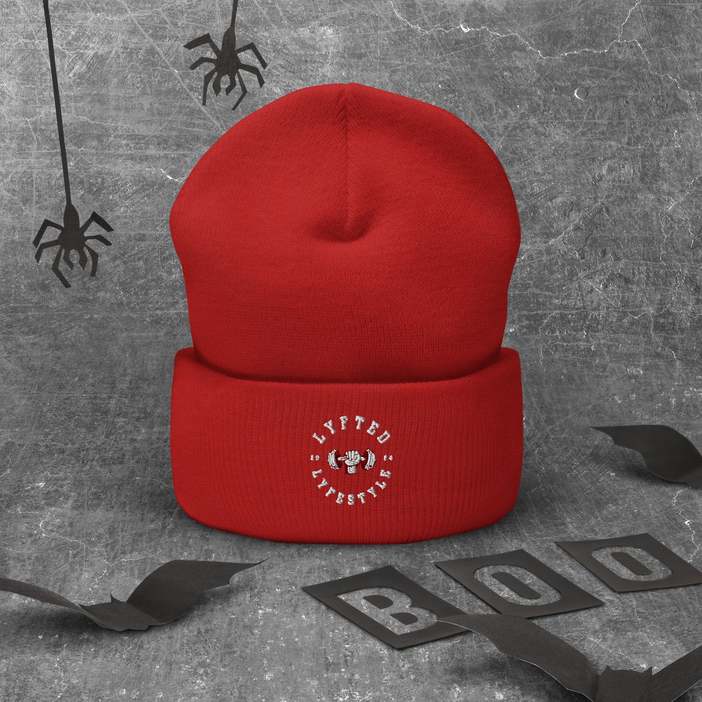 LYFTED LYFESTYLE LOGO RED AND WITHE Cuffed Beanie