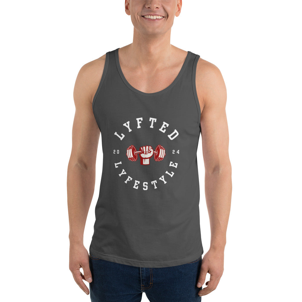 LYFTED LYFESTYLE LOGO RED AND WHITE Men's Tank Top