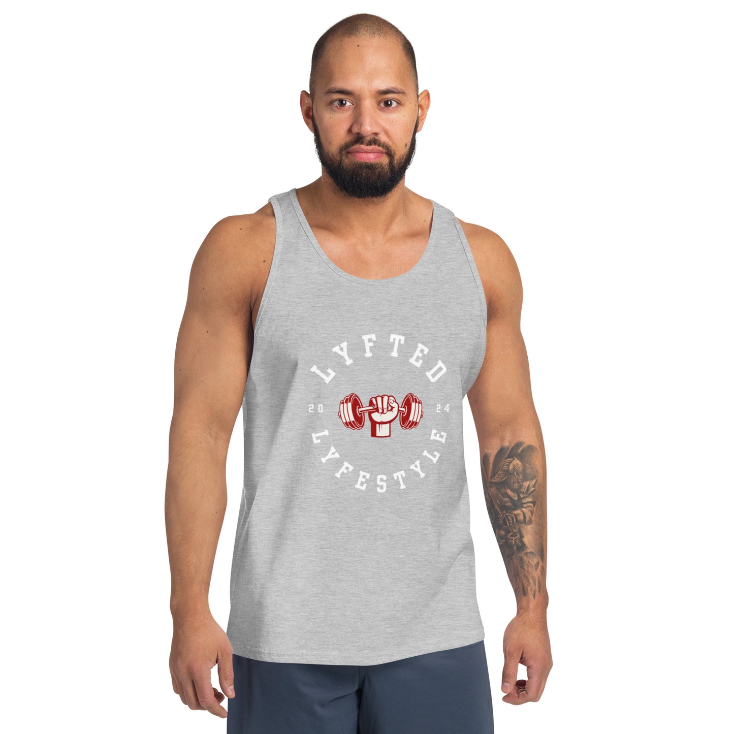 LYFTED LYFESTYLE LOGO RED AND WHITE Men's Tank Top