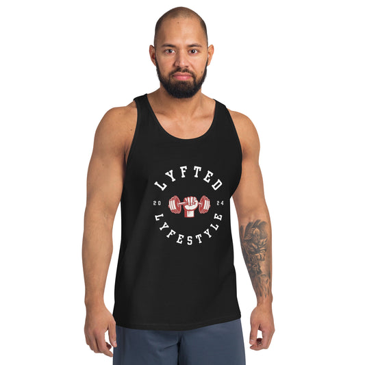 LYFTED LYFESTYLE LOGO RED AND WHITE Men's Tank Top