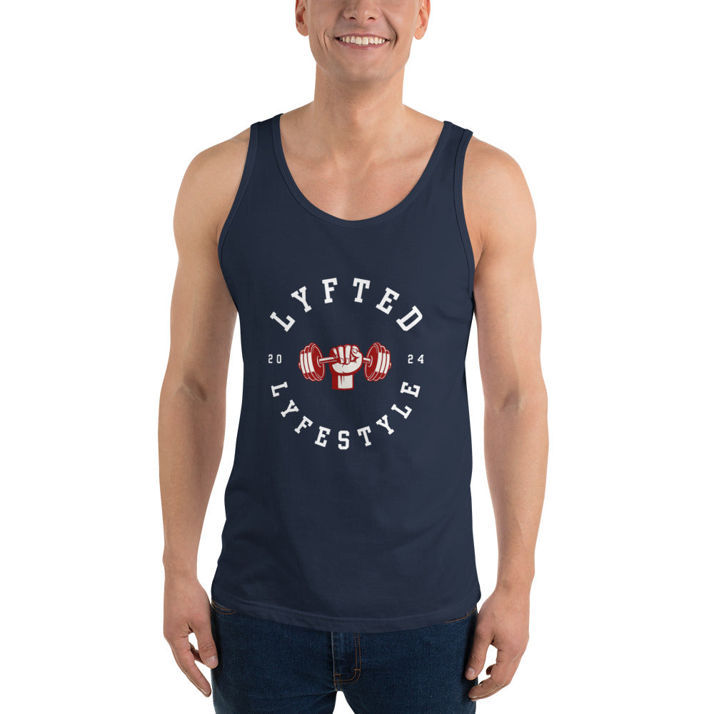 LYFTED LYFESTYLE LOGO RED AND WHITE Men's Tank Top