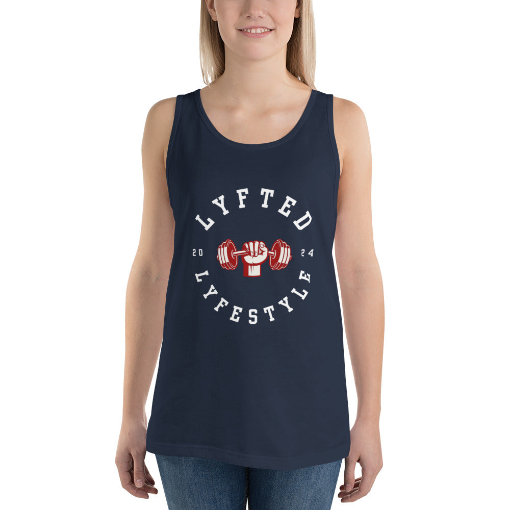 LYFTED LYFESTYLE LOGO RED AND WHITE Men's Tank Top