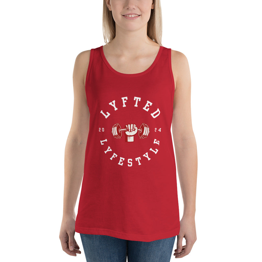 LYFTED LYFESTYLE LOGO RED AND WHITE Men's Tank Top