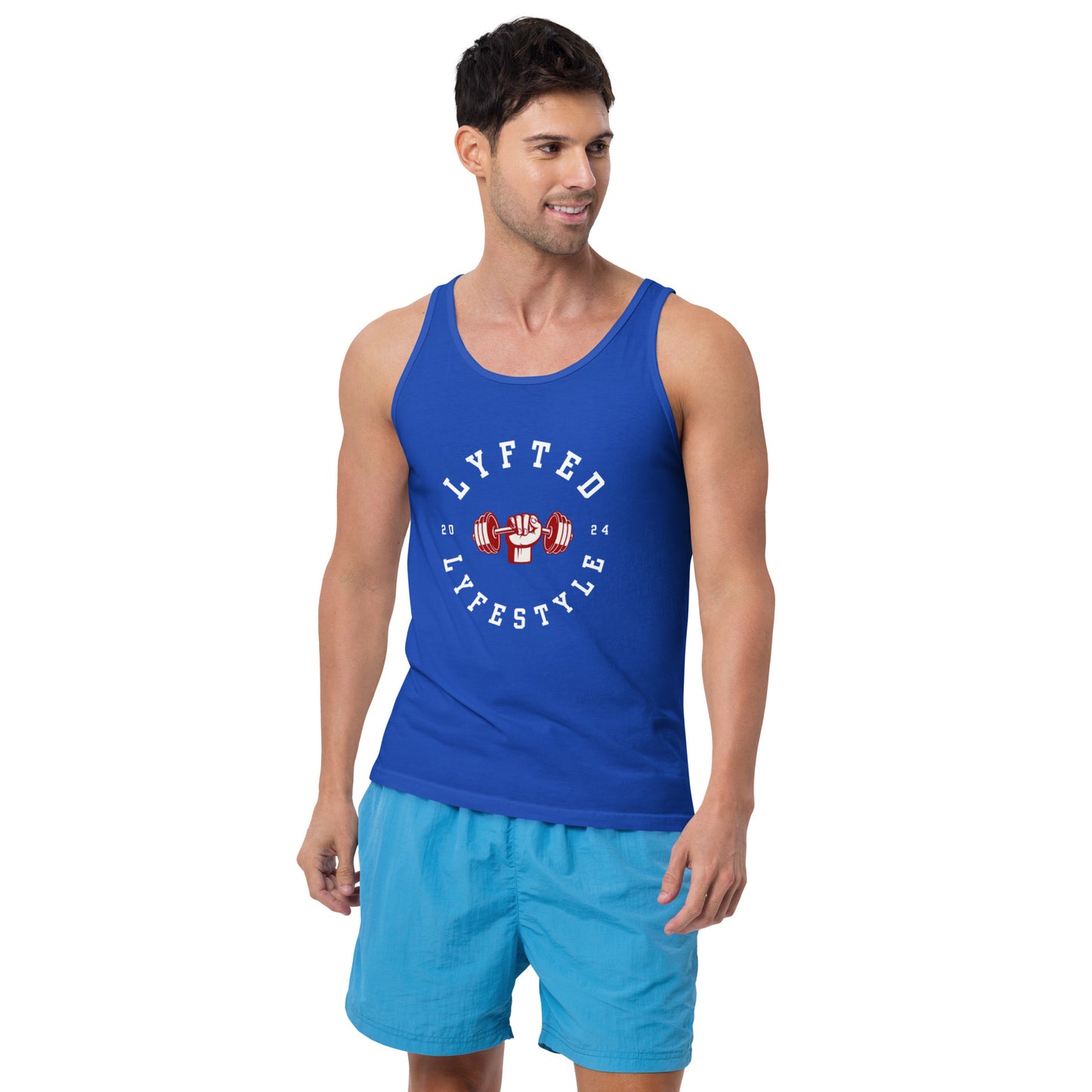 LYFTED LYFESTYLE LOGO RED AND WHITE Men's Tank Top