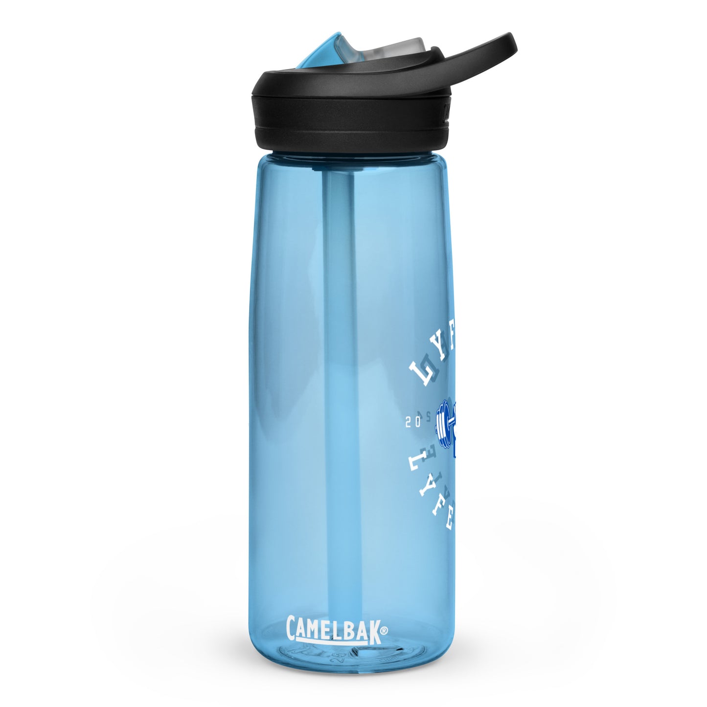 LYFTED LYFESTYLE LOGO BLUE AND WHITE Sports water bottle