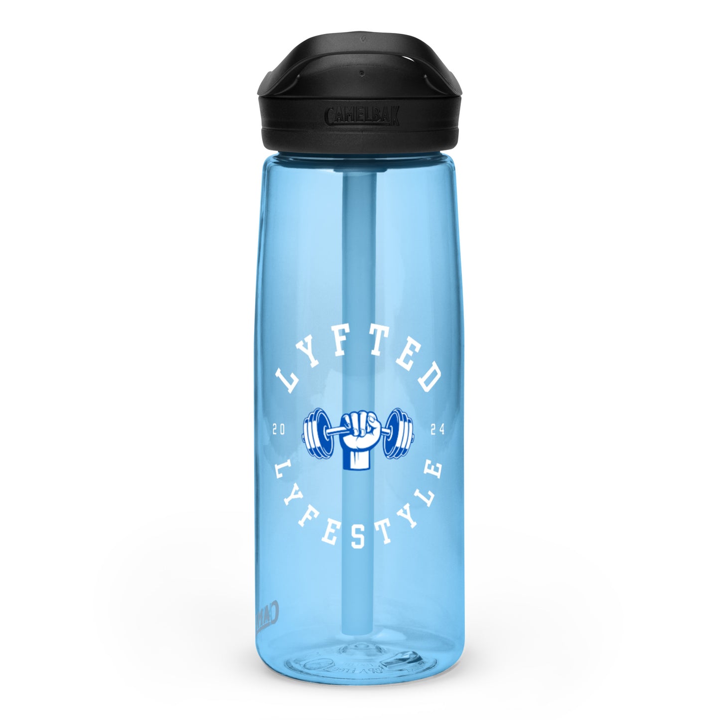 LYFTED LYFESTYLE LOGO BLUE AND WHITE Sports water bottle