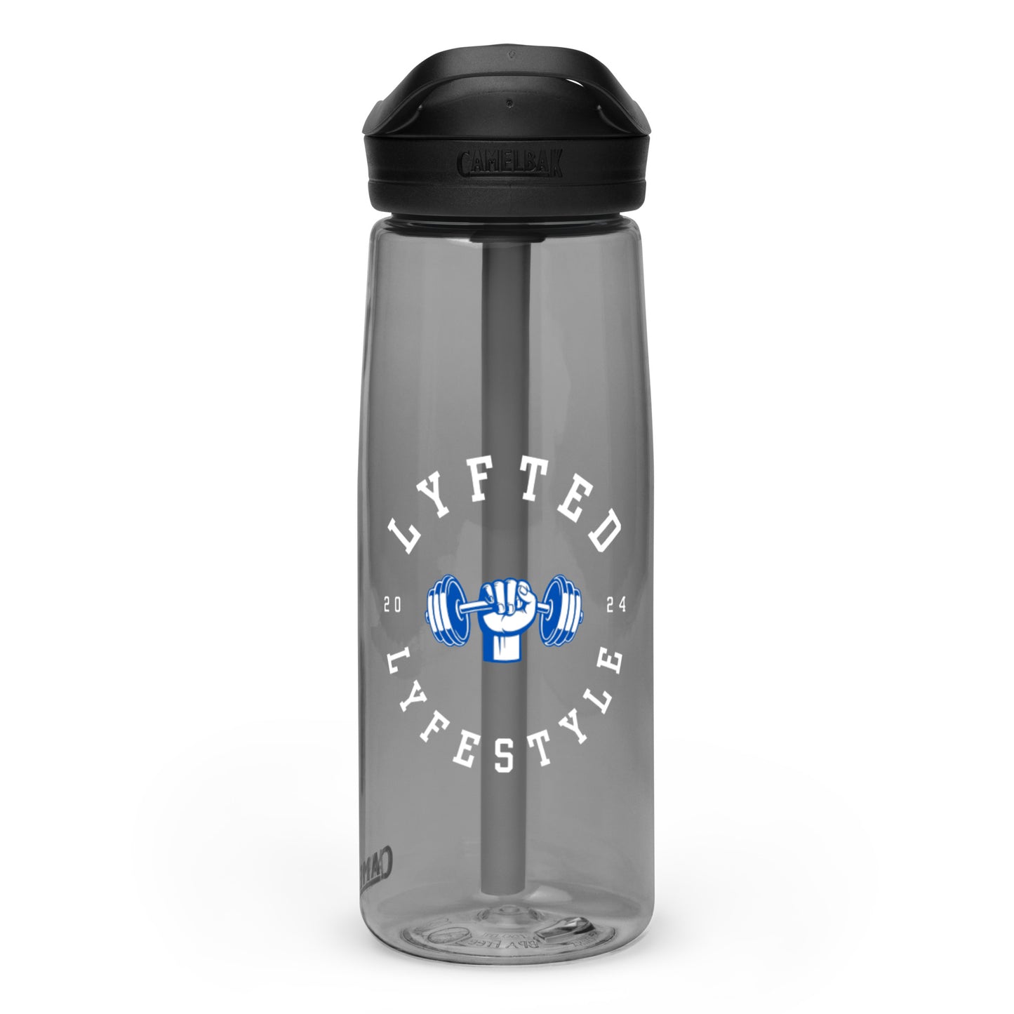 LYFTED LYFESTYLE LOGO BLUE AND WHITE Sports water bottle