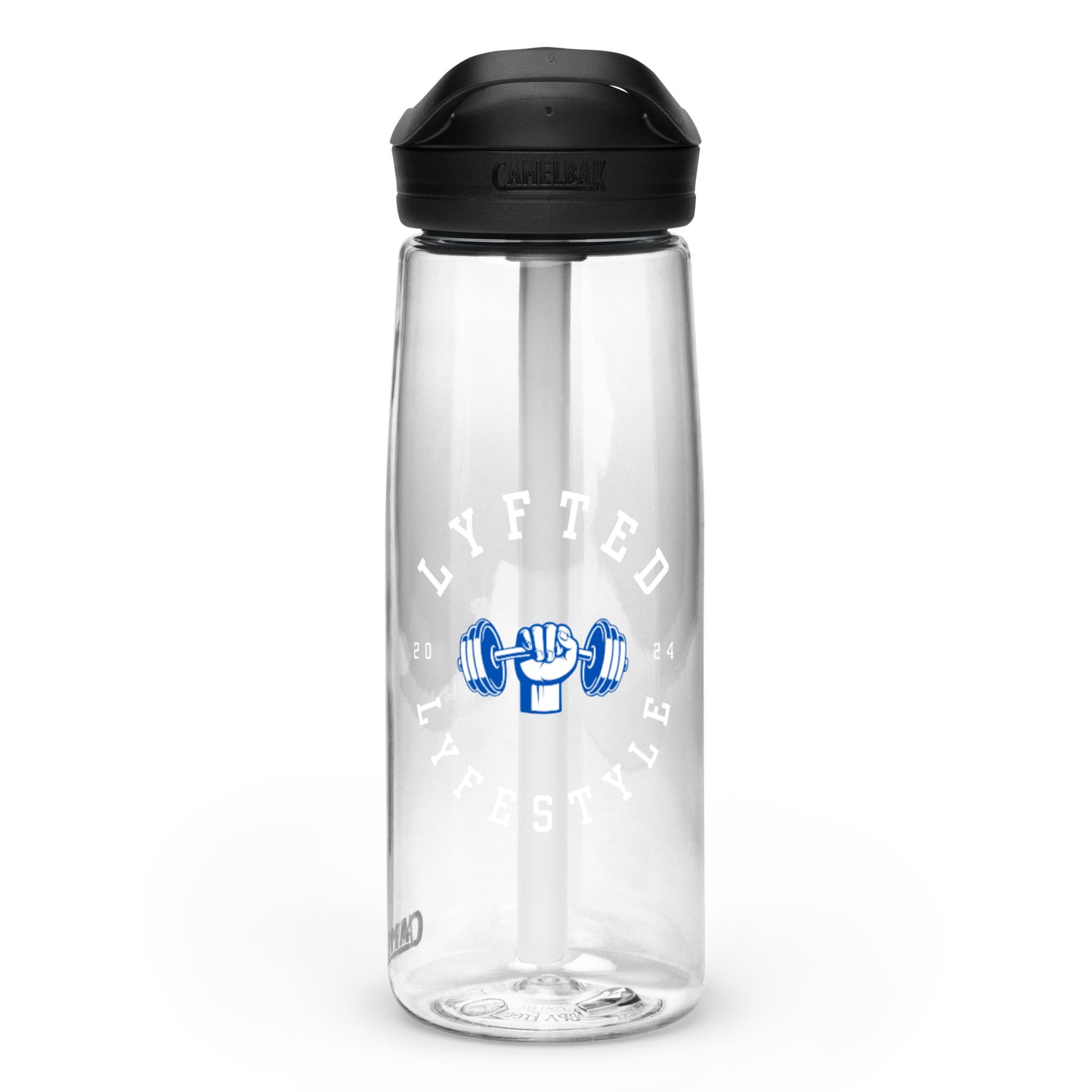 LYFTED LYFESTYLE LOGO BLUE AND WHITE Sports water bottle