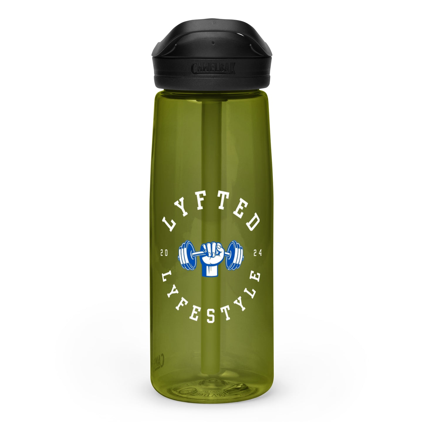 LYFTED LYFESTYLE LOGO BLUE AND WHITE Sports water bottle