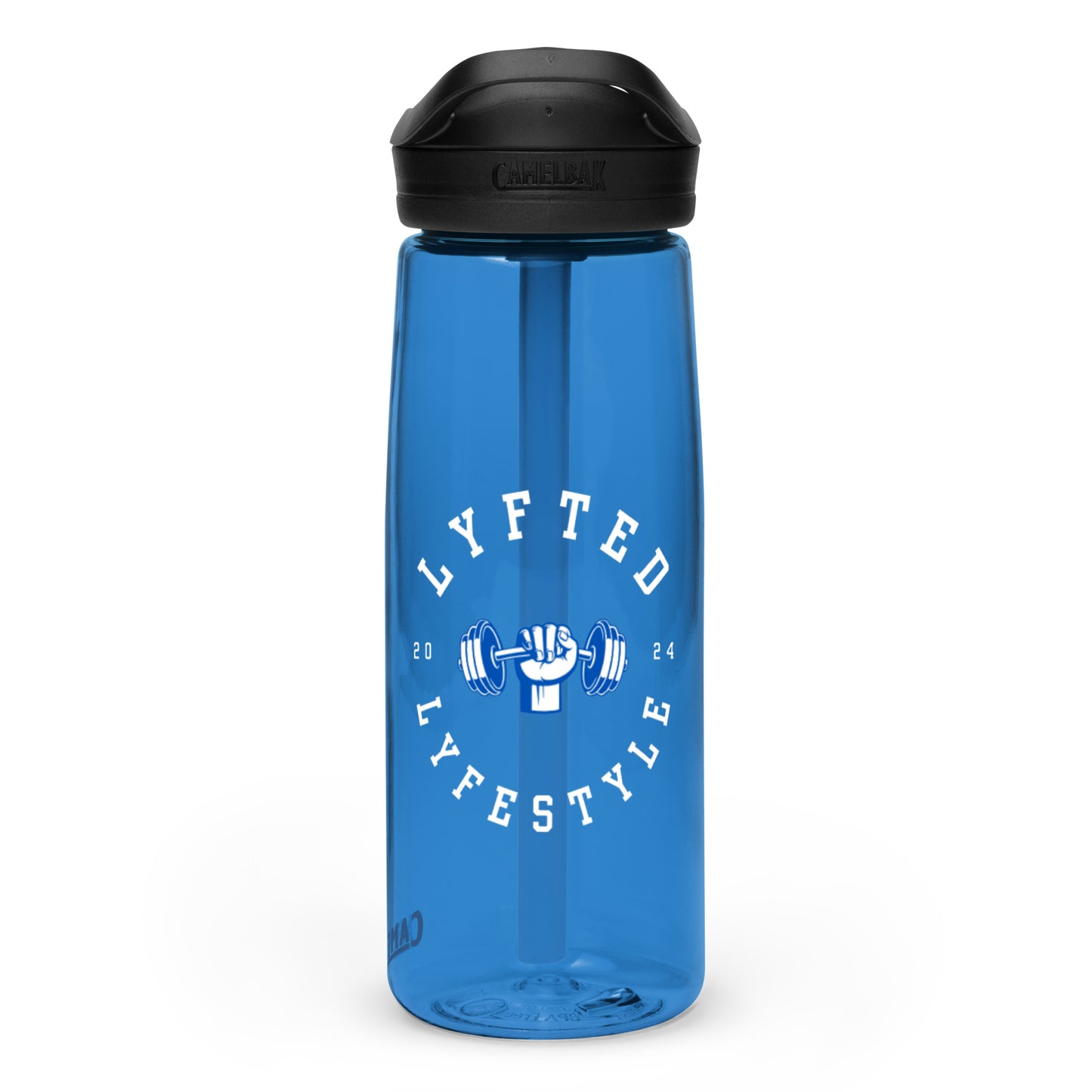 LYFTED LYFESTYLE LOGO BLUE AND WHITE Sports water bottle