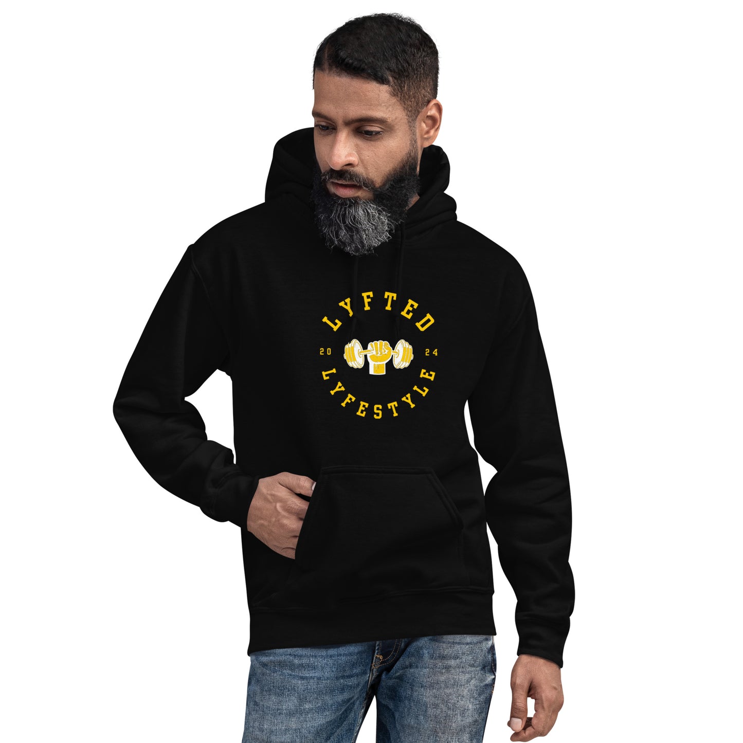 LYFTED LYFESTYLE LOGO GOLD AND WHITE Unisex Hoodie