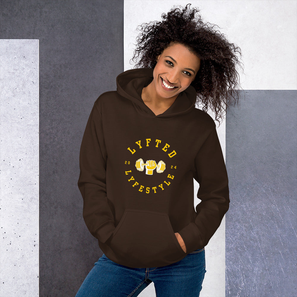 LYFTED LYFESTYLE LOGO GOLD AND WHITE Unisex Hoodie